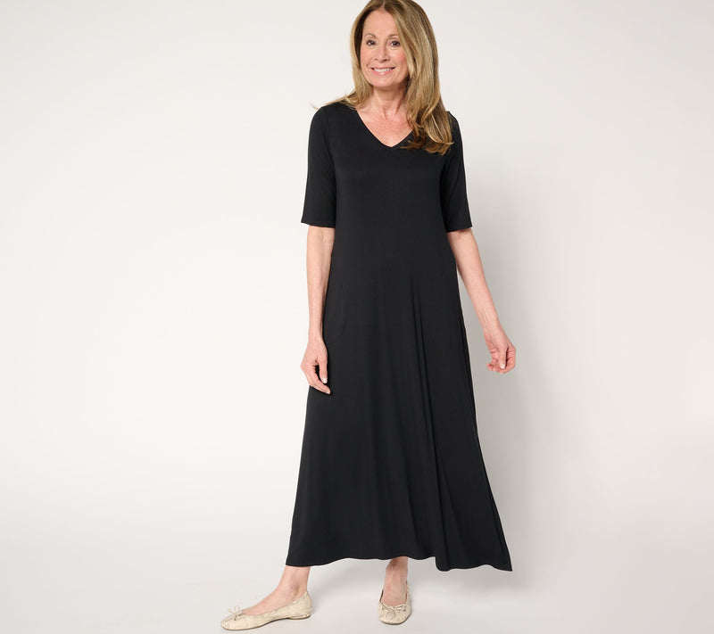 Belle by Kim Gravel Rayon Spandex Elbow Sleeve Maxi Dress — View 13