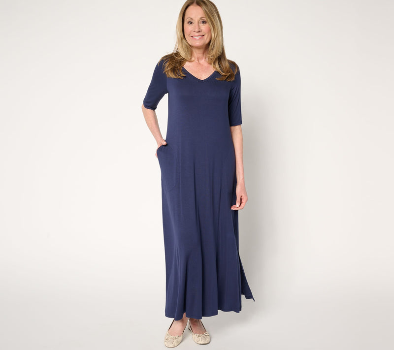 Belle by Kim Gravel Rayon Spandex Elbow Sleeve Maxi Dress — View 14