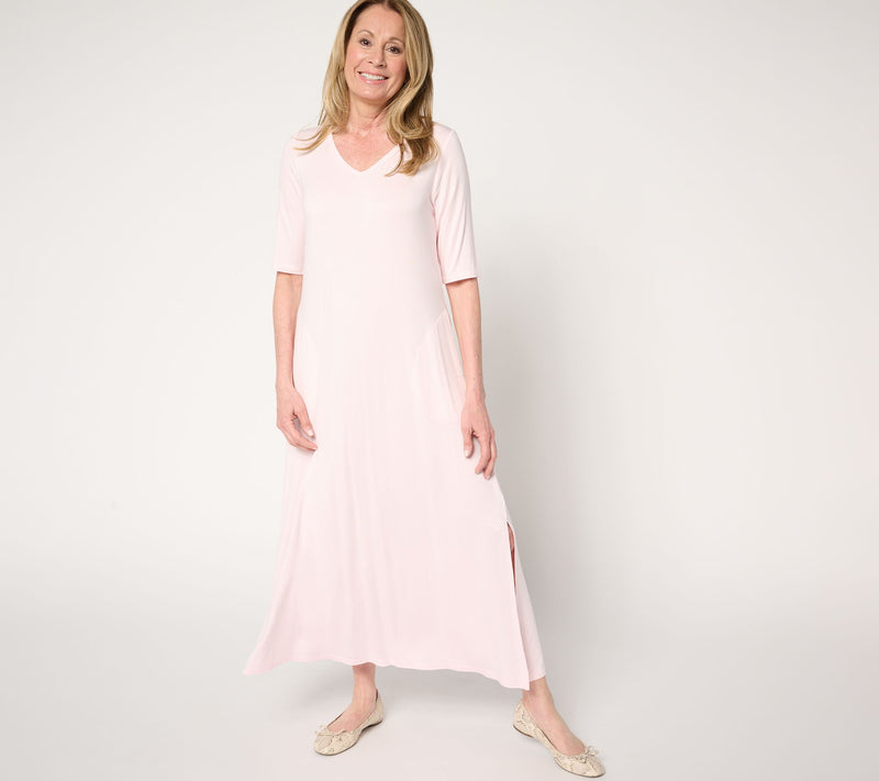 Belle by Kim Gravel Rayon Spandex Elbow Sleeve Maxi Dress — View 15