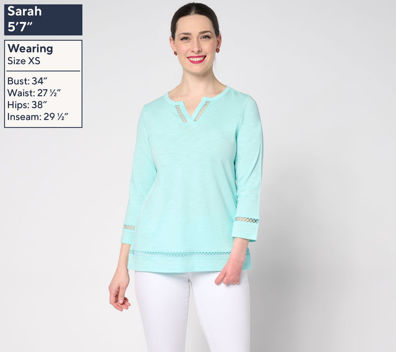 Belle Beach by Kim Gravel Slub Knit Breezy Bliss Open Trim Top — View 3
