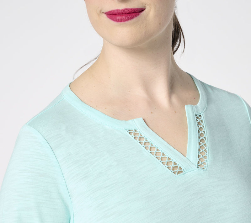 Belle Beach by Kim Gravel Slub Knit Breezy Bliss Open Trim Top — View 6