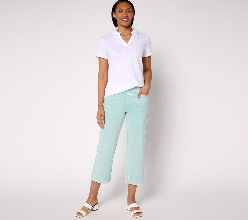 Belle Beach by Kim Gravel Regular Delray Denim Wide Leg Crop Beach Jean — View 7