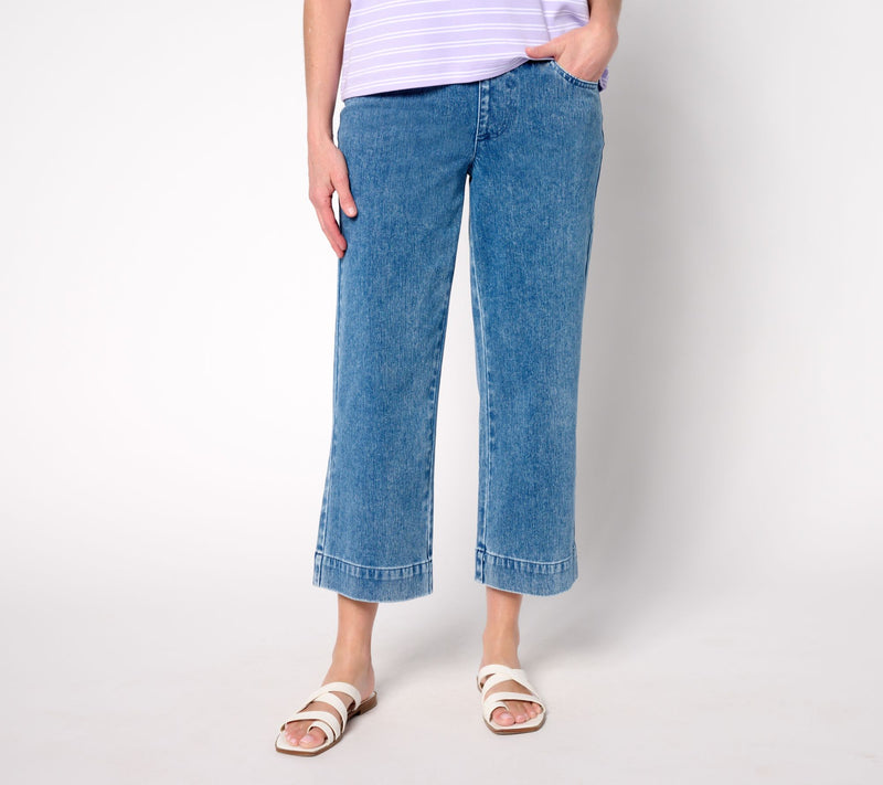 Belle Beach by Kim Gravel Regular Delray Denim Wide Leg Crop Beach Jean — View 3