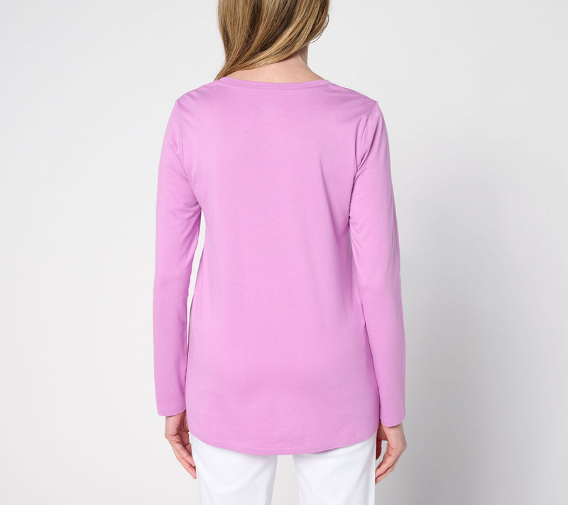 LOGO Principles by Lori Goldstein Long Sleeve Scoop Neck Top — View 4