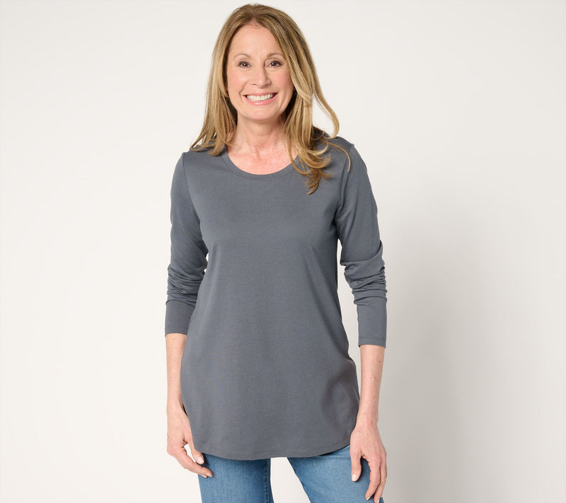 LOGO Principles by Lori Goldstein Long Sleeve Scoop Neck Top — Main view