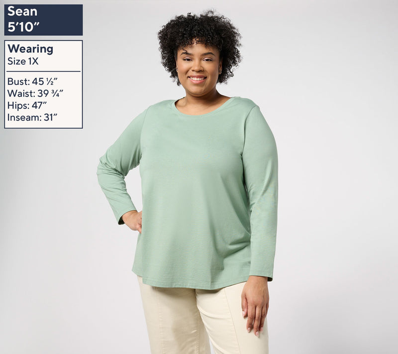LOGO Principles by Lori Goldstein Long Sleeve Scoop Neck Top — View 2