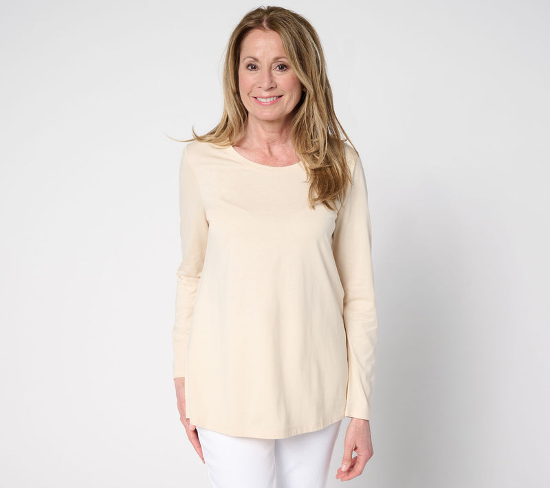 LOGO Principles by Lori Goldstein Long Sleeve Scoop Neck Top — View 14