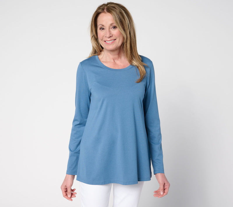 LOGO Principles by Lori Goldstein Long Sleeve Scoop Neck Top — View 15