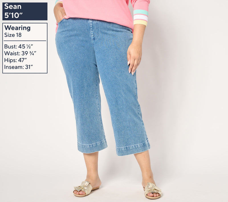 Belle Beach by Kim Gravel Tall Delray Denim Wide Leg Crop Beach Jean — View 7