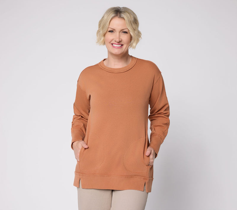 LOGO by Lori Goldstein Sweatshirt with Raw Edge and Seam Detail — View 14