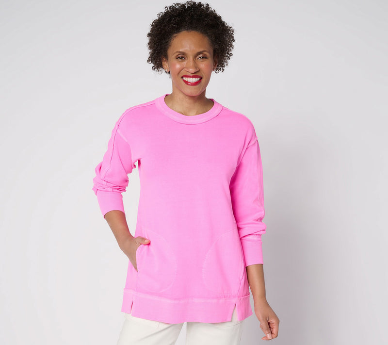 LOGO by Lori Goldstein Sweatshirt with Raw Edge and Seam Detail — View 16
