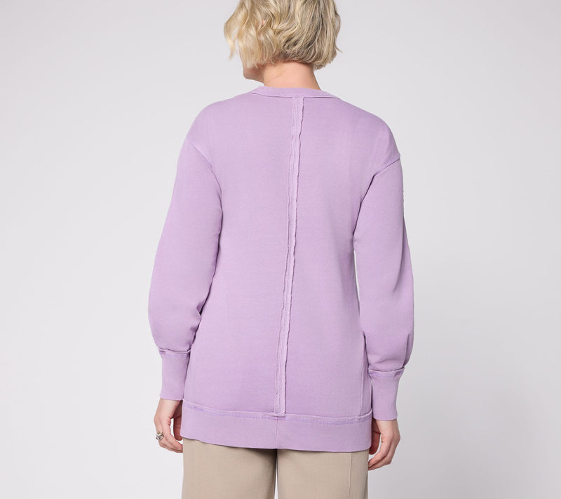 LOGO by Lori Goldstein Sweatshirt with Raw Edge and Seam Detail — View 5