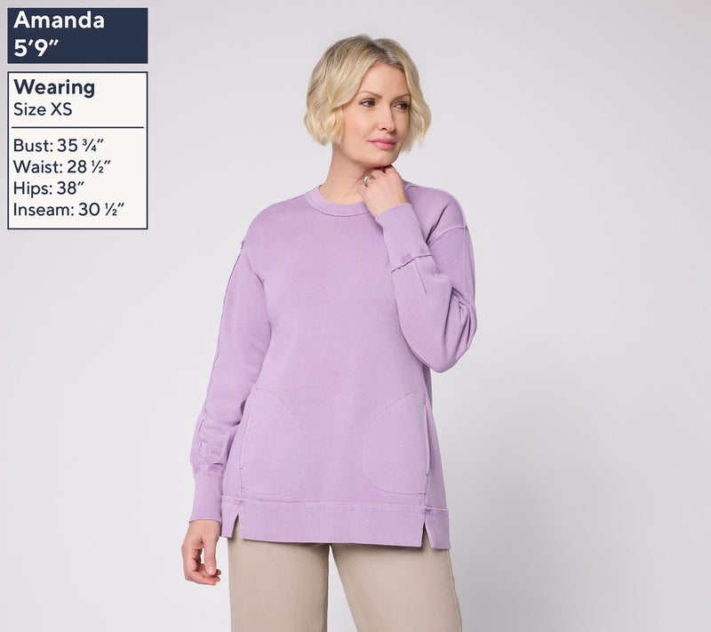 LOGO by Lori Goldstein Sweatshirt with Raw Edge and Seam Detail — View 4
