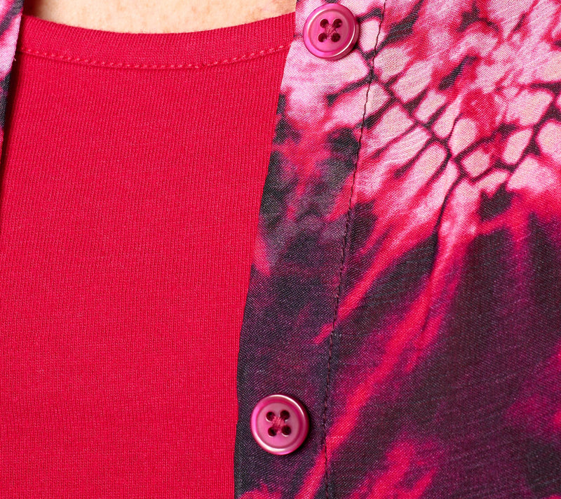LOGO by Lori Goldstein Printed Chiffon Blouse with Knit Tank — View 6