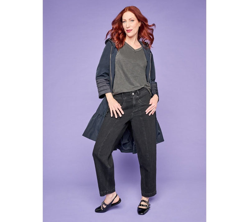 LOGO by Lori Goldstein Regular Long Zip Front Jacket w/ Hood — View 11
