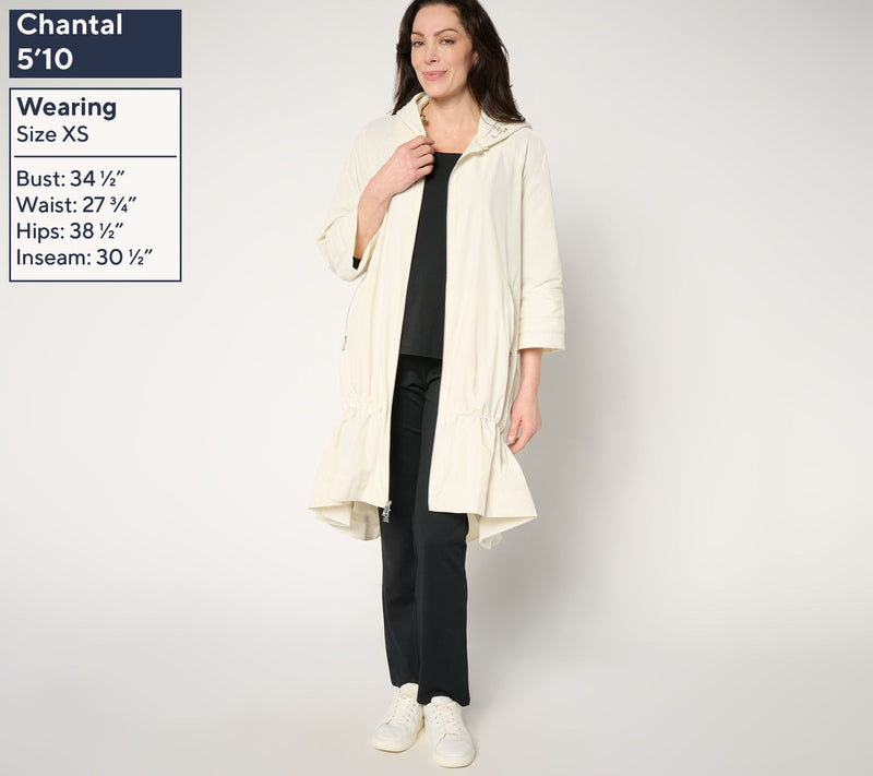LOGO by Lori Goldstein Petite Long Zip Front Jacket w/ Hood — View 7