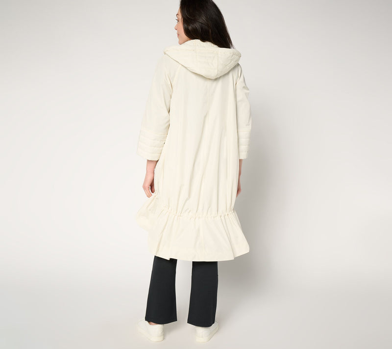 LOGO by Lori Goldstein Petite Long Zip Front Jacket w/ Hood — View 8