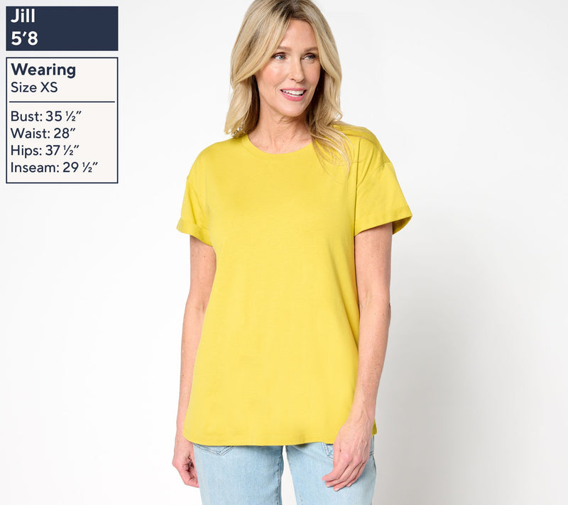 LOGO Principles by Lori Goldstein Knit Tee with Cuff Sleeve — View 13
