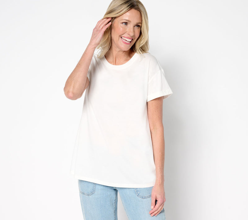 LOGO Principles by Lori Goldstein Knit Tee with Cuff Sleeve — View 7