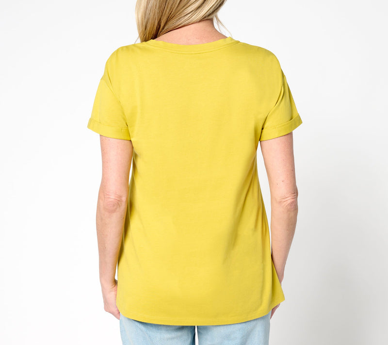 LOGO Principles by Lori Goldstein Knit Tee with Cuff Sleeve — View 14