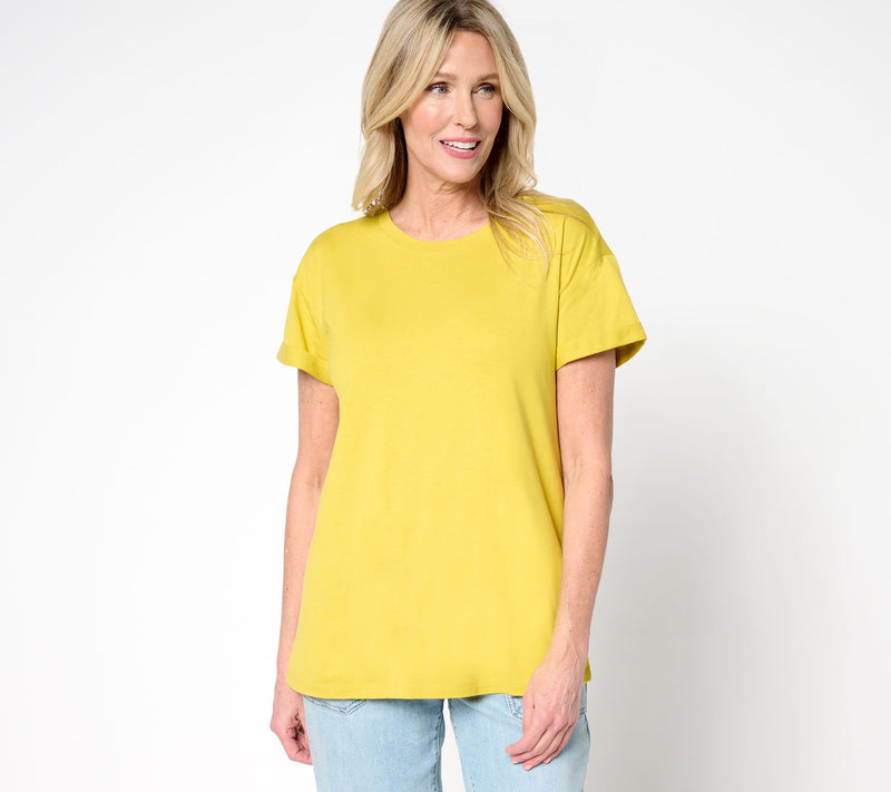 LOGO Principles by Lori Goldstein Knit Tee with Cuff Sleeve — View 3