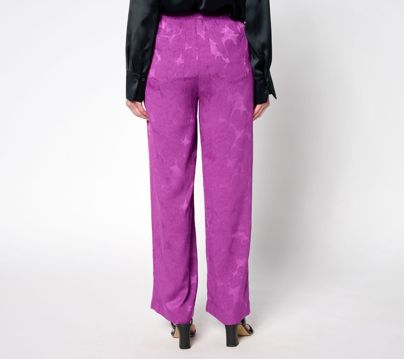 LOGO by Lori Goldstein Petite Full Length Wide Leg Soft Pants — View 4