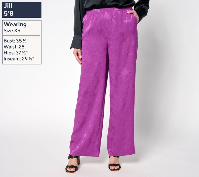 LOGO by Lori Goldstein Petite Full Length Wide Leg Soft Pants — View 3