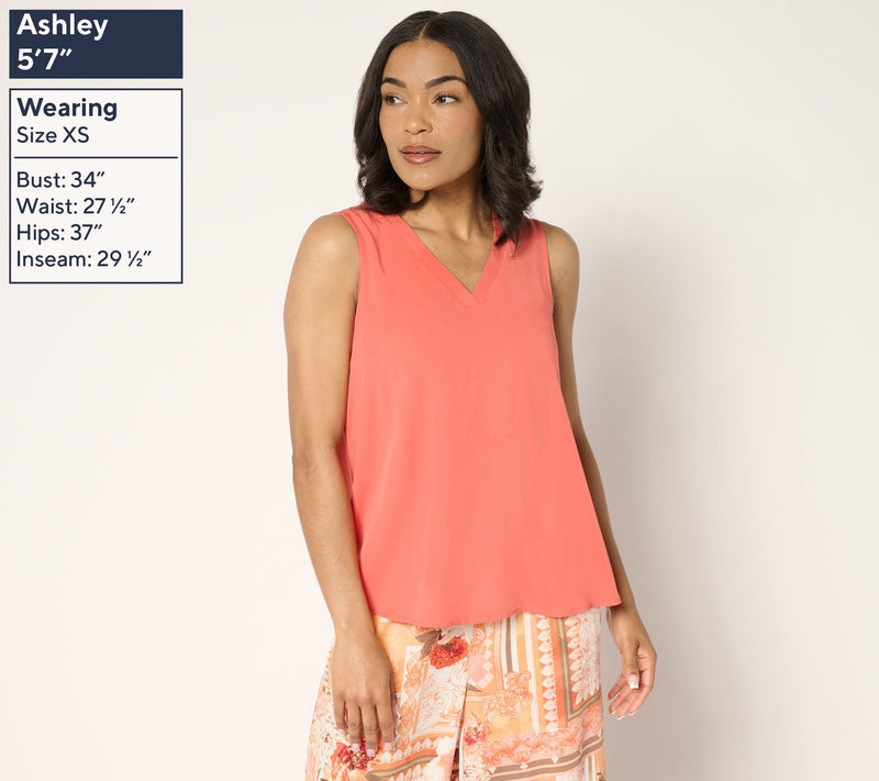Women with Control Rayon Blend V-Neck Tank Top — View 3