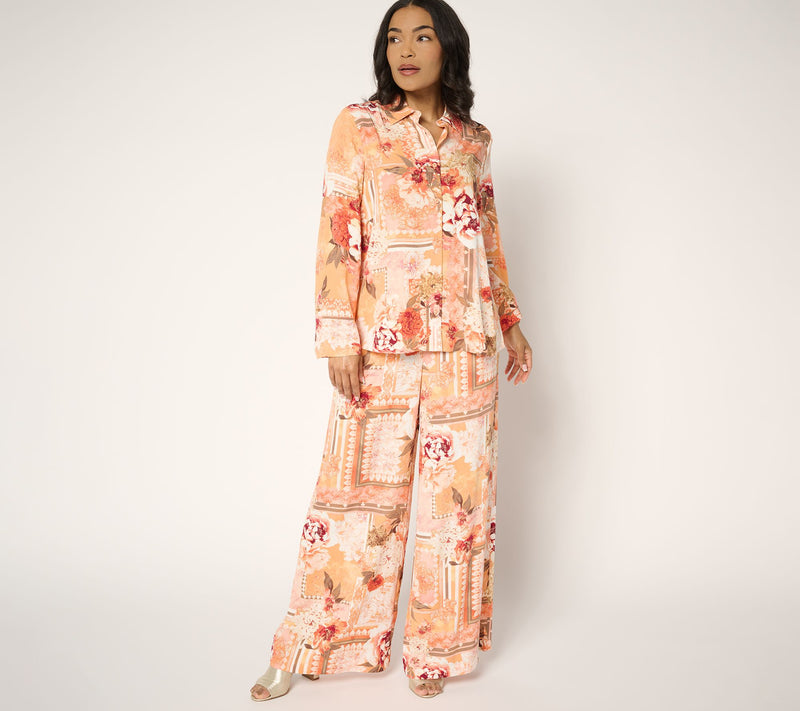 Women with Control Petite Rayon Blend Palazzo Pants — View 5