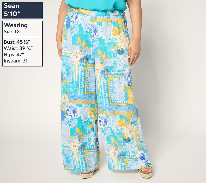 Women with Control Petite Rayon Blend Palazzo Pants — View 2