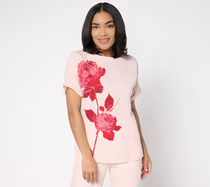 BEAUTIFUL by Lawrence Zarian Floral Printed Dolman Sleeve Top — Main view