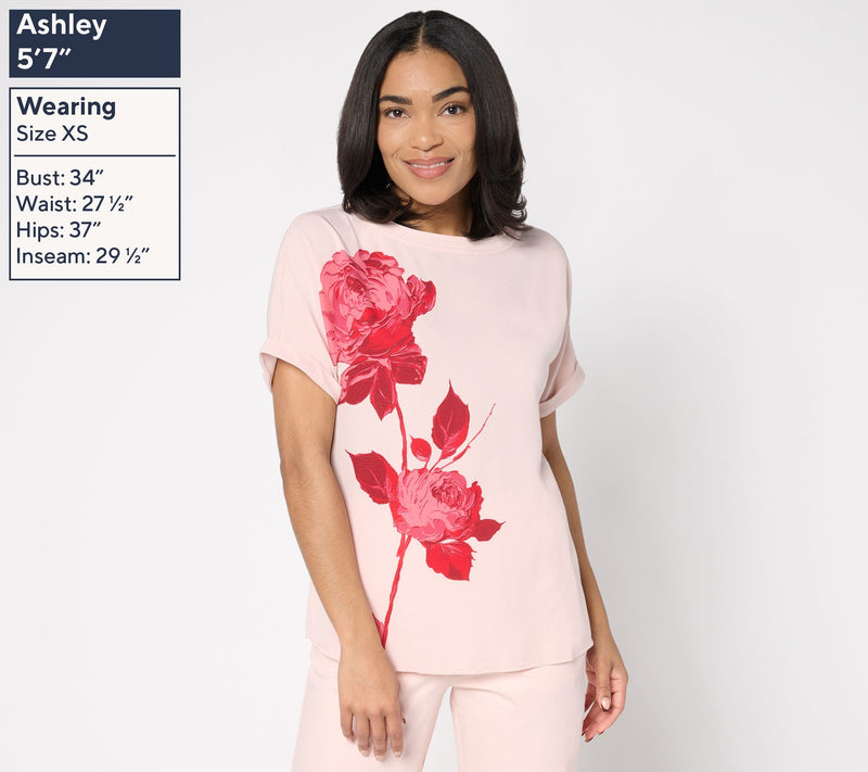 BEAUTIFUL by Lawrence Zarian Floral Printed Dolman Sleeve Top — View 3