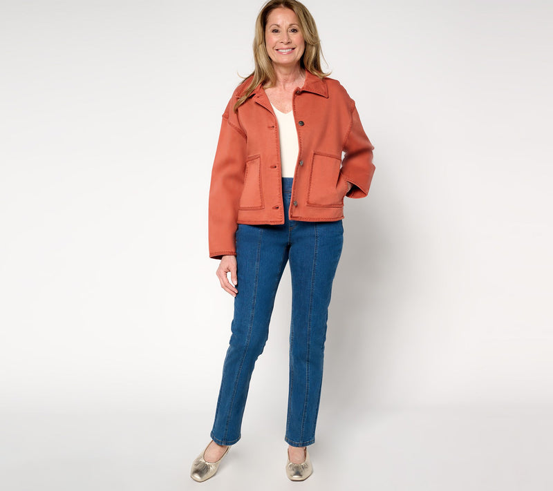 LOGO by Lori Goldstein Patch Pocket Jacket with Embroidery — View 5