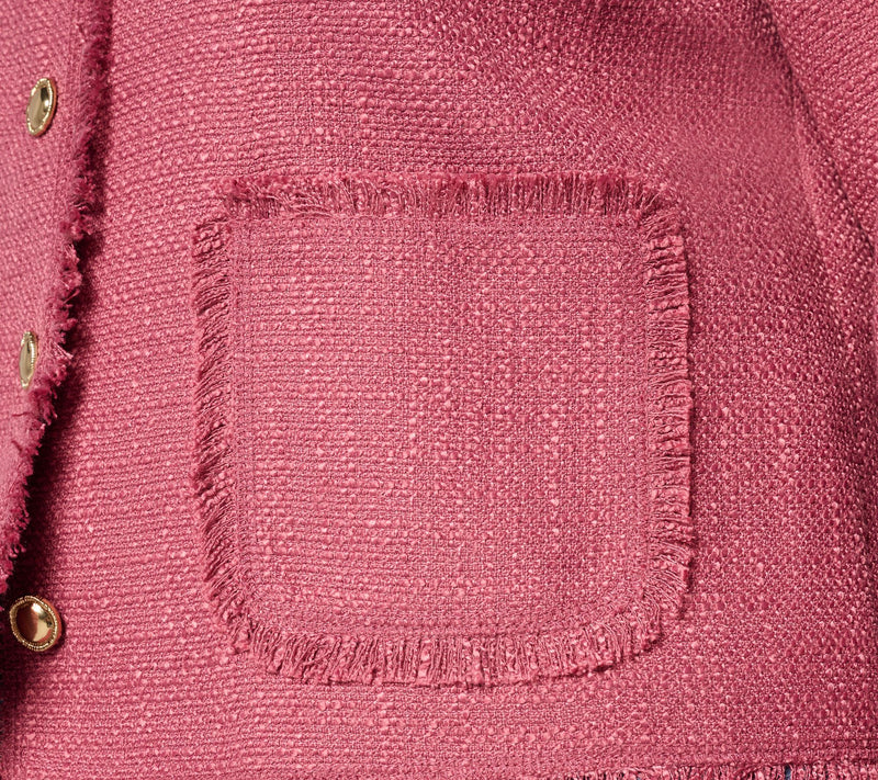 LOGO by Lori Goldstein Button Front Jacket with Fray Detail — View 11