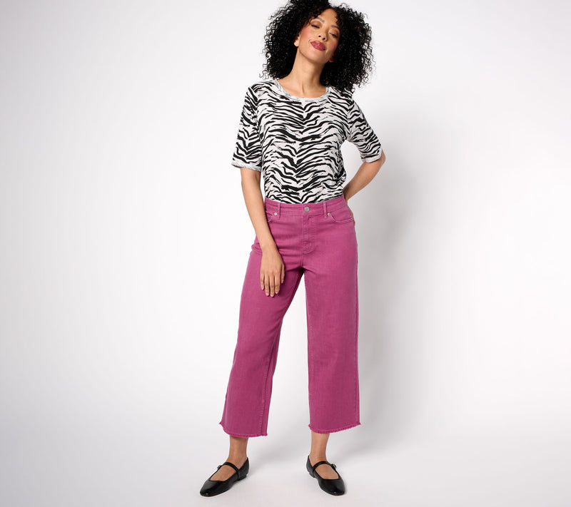 LOGO by Lori Goldstein Regular Wide Leg Crop Jeans — View 5