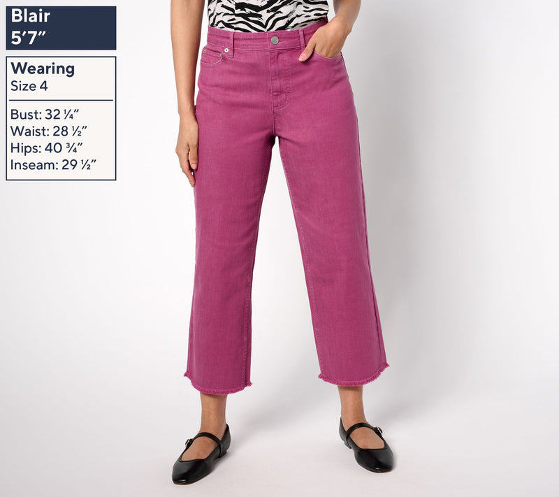 LOGO by Lori Goldstein Regular Wide Leg Crop Jeans — View 3