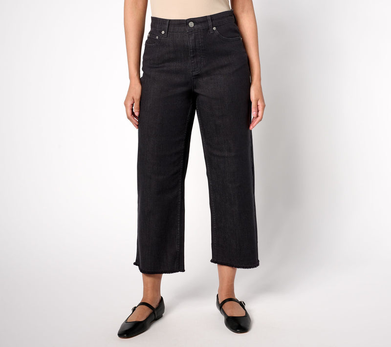LOGO by Lori Goldstein Petite Wide Leg Crop Jeans — View 14