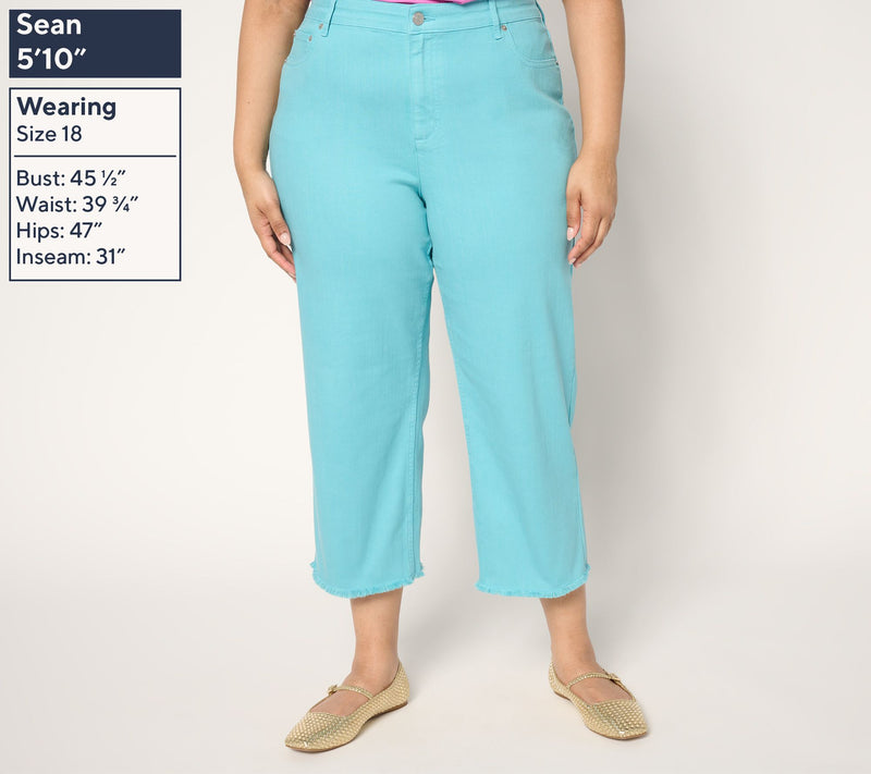 LOGO by Lori Goldstein Petite Wide Leg Crop Jeans — View 2