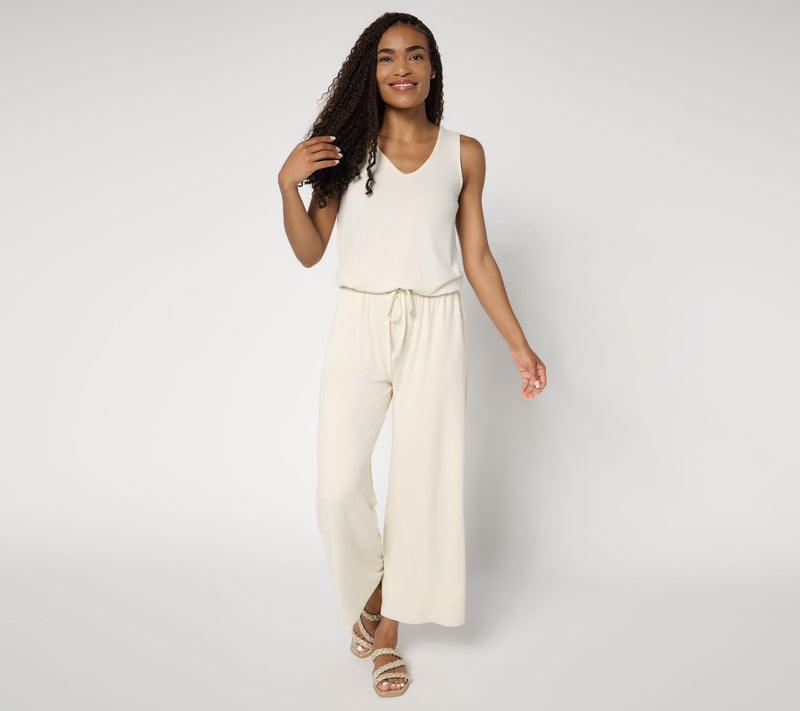 MUK LUKS Tall Cloud Knit Sleeveless Crop Jumpsuit — View 5