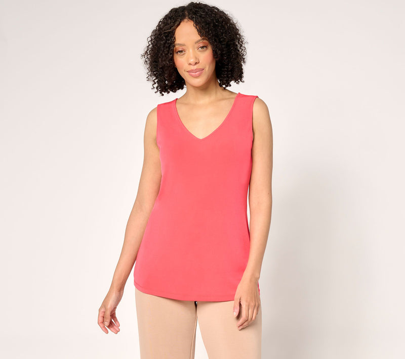 Susan Graver Modern Essentials Liquid Knit V-Neck Tank — View 5