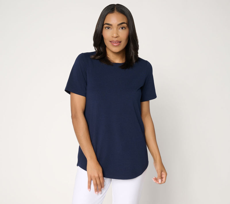 Susan Graver Weekend Essentials Comfy Cotton Crew Neck Top — View 22