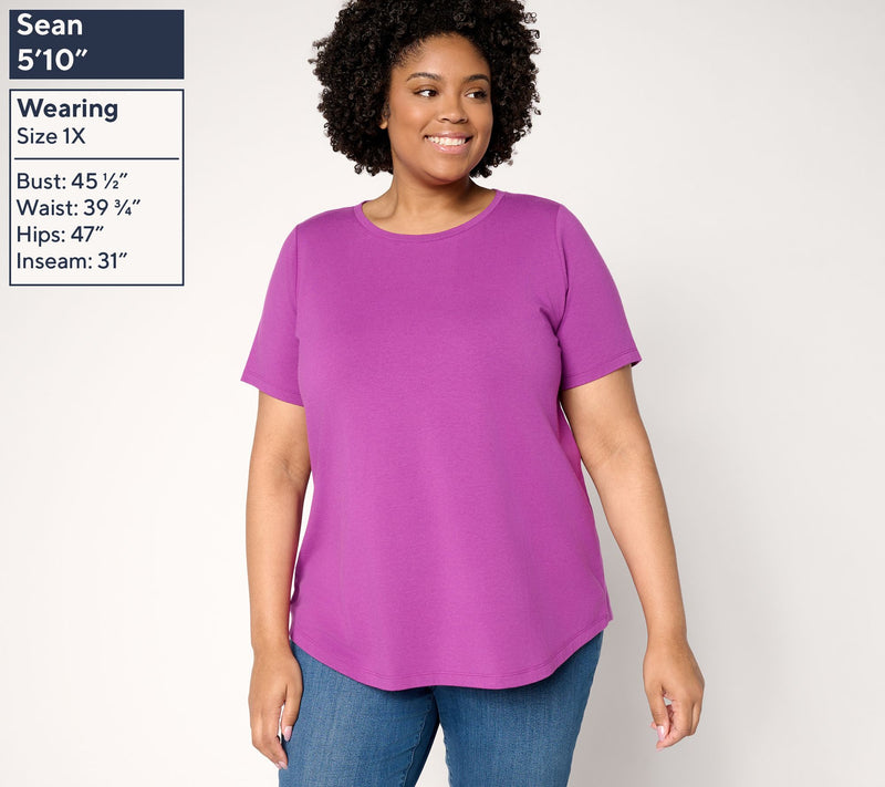 Susan Graver Weekend Essentials Comfy Cotton Crew Neck Top — View 12