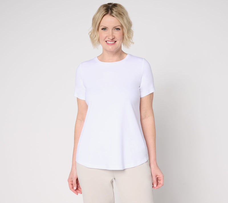 Susan Graver Weekend Essentials Comfy Cotton Crew Neck Top — View 5