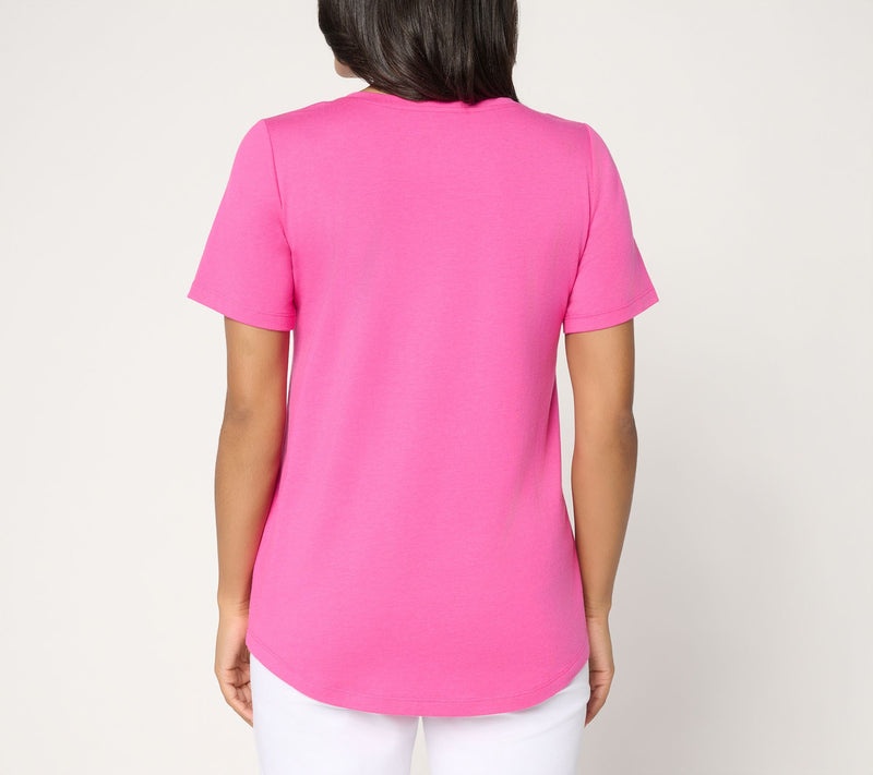 Susan Graver Weekend Essentials Comfy Cotton Crew Neck Top — View 14