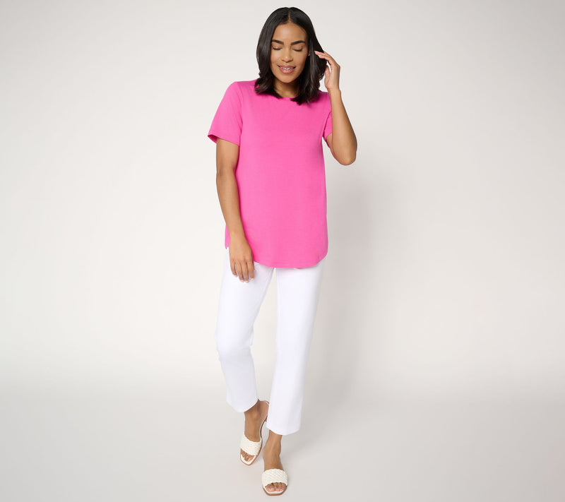Susan Graver Weekend Essentials Comfy Cotton Crew Neck Top — View 15