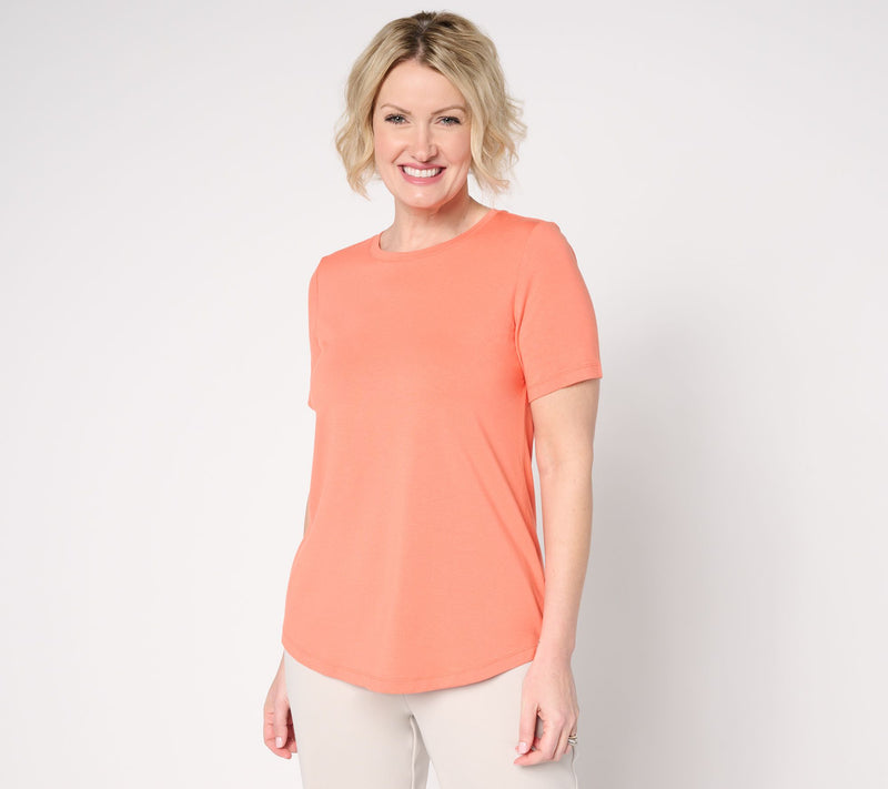 Susan Graver Weekend Essentials Comfy Cotton Crew Neck Top — View 7