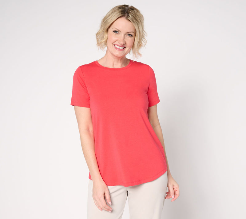 Susan Graver Weekend Essentials Comfy Cotton Crew Neck Top — View 9