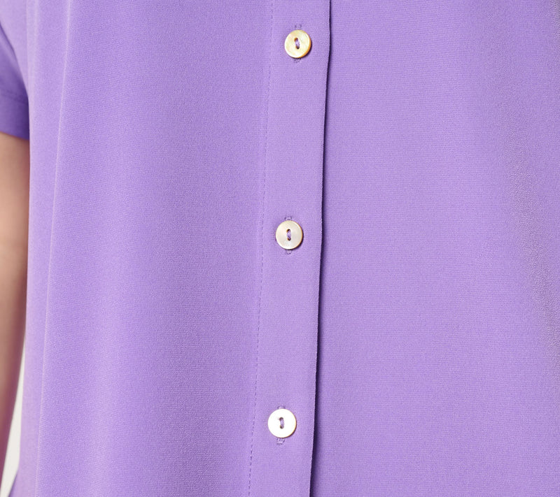 Susan Graver Every Day Liquid Knit Dolman Sleeve Camp Shirt — View 6