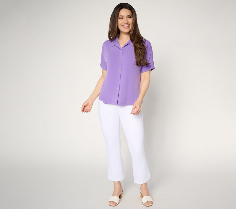 Susan Graver Every Day Liquid Knit Dolman Sleeve Camp Shirt — View 5