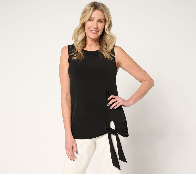Susan Graver Every Day Liquid Knit Sleeveless Rib Trim Top w/Tie — View 12